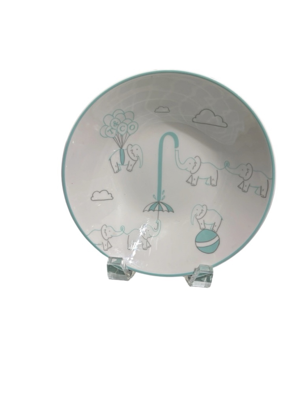 Tiffany & Co. Blue Elephant Balloon Motif Baby Plate